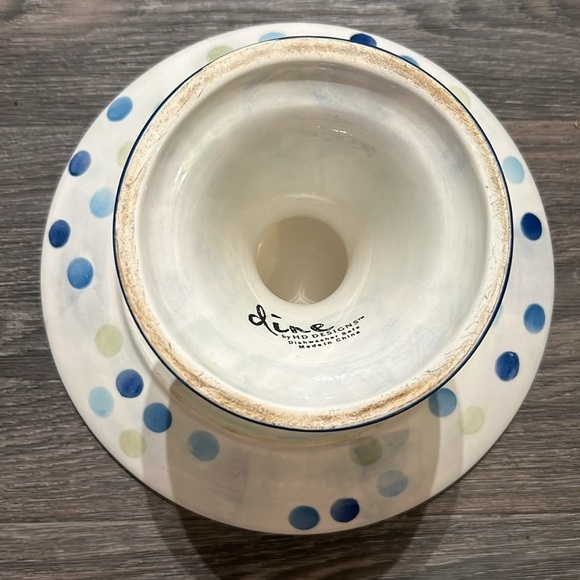 HD Designs Dines Cake Stand Flora HDQFLO Blue Floral Polka Dots Irises Decor - Picture 3 of 7